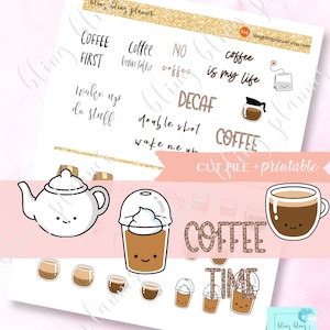 PRINTABLE COFFEE Stickers, Printable hot coffee stickers, various coffee stickers, coffee break sticker, no coffee stickers, coffee quotes