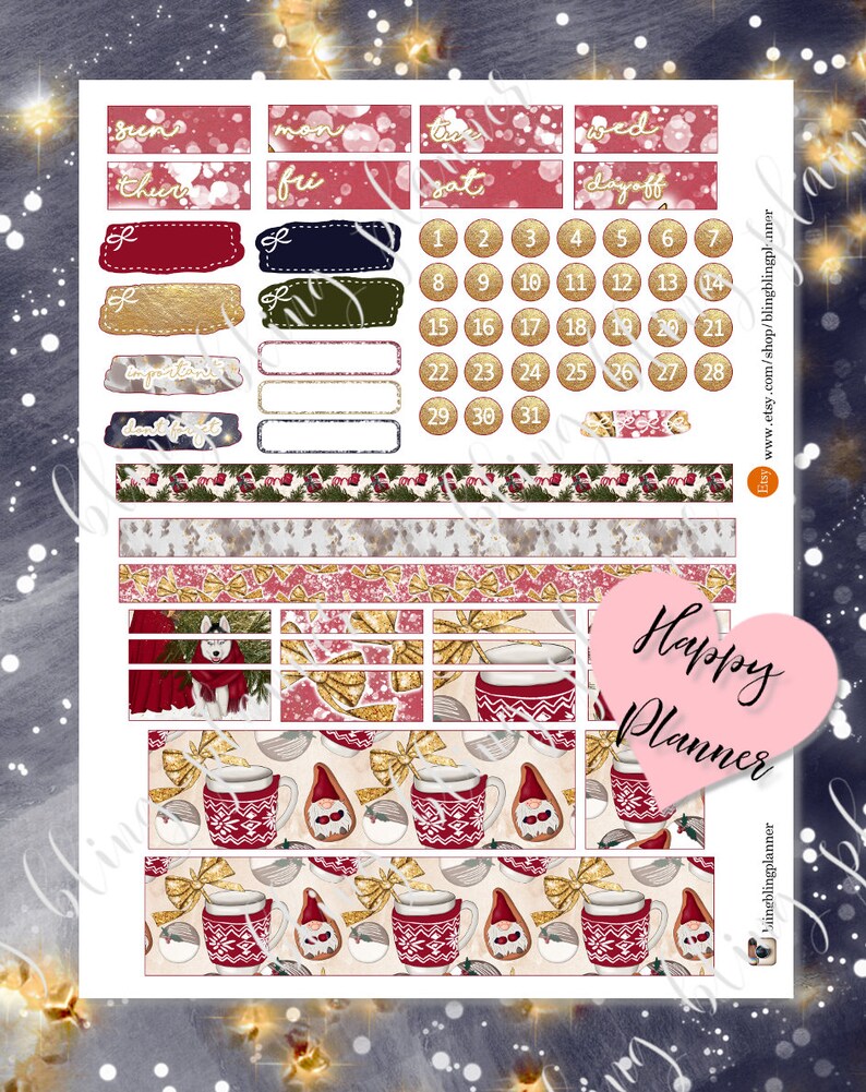 HAPPY PLANNER Christma STICKERS Happy Planner Printable - Etsy