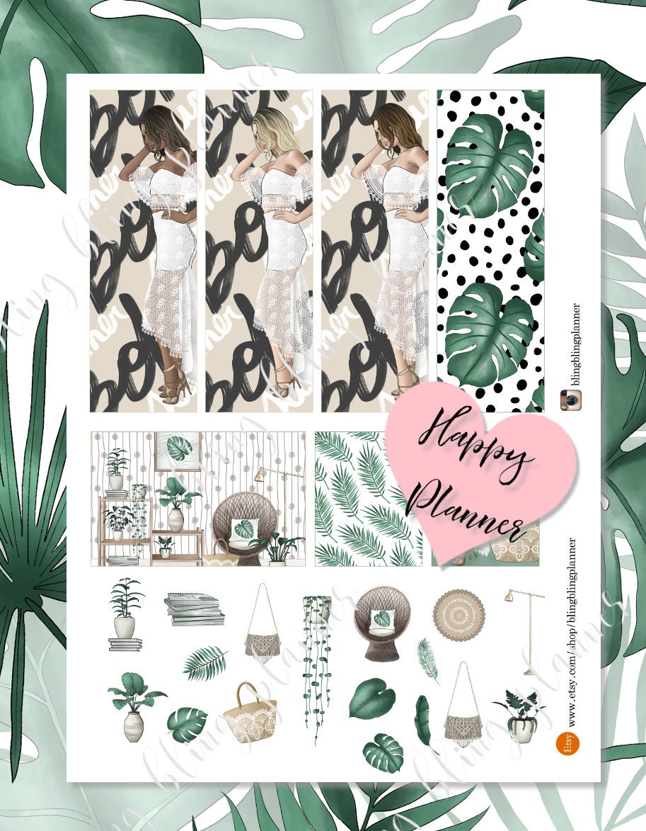 BOHO HAPPY PLANNER Stickers Printable Happy Planner - Etsy