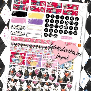 ALICE in WONDERLAND PRINTABLE Stickers, Erin Condren Printable Planner ...