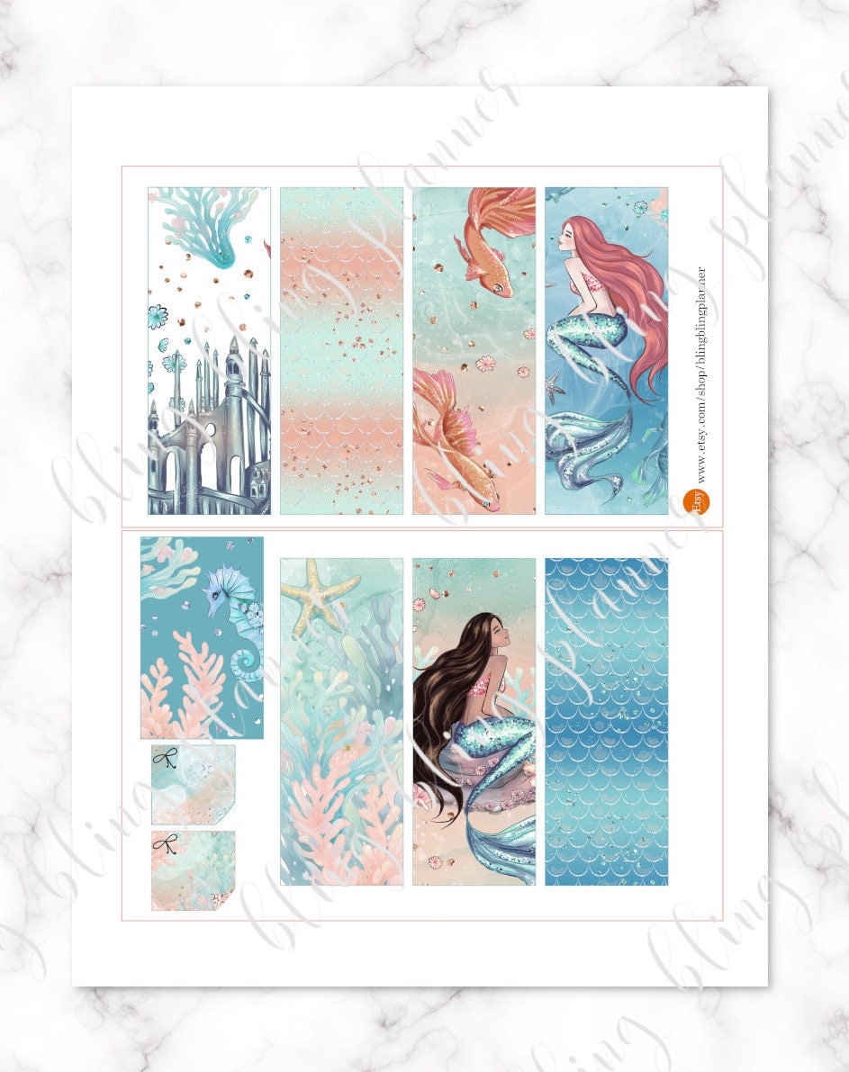 MERMAID PLANNER STICKER Printable, Mermaid Planner Printable, Erin ...