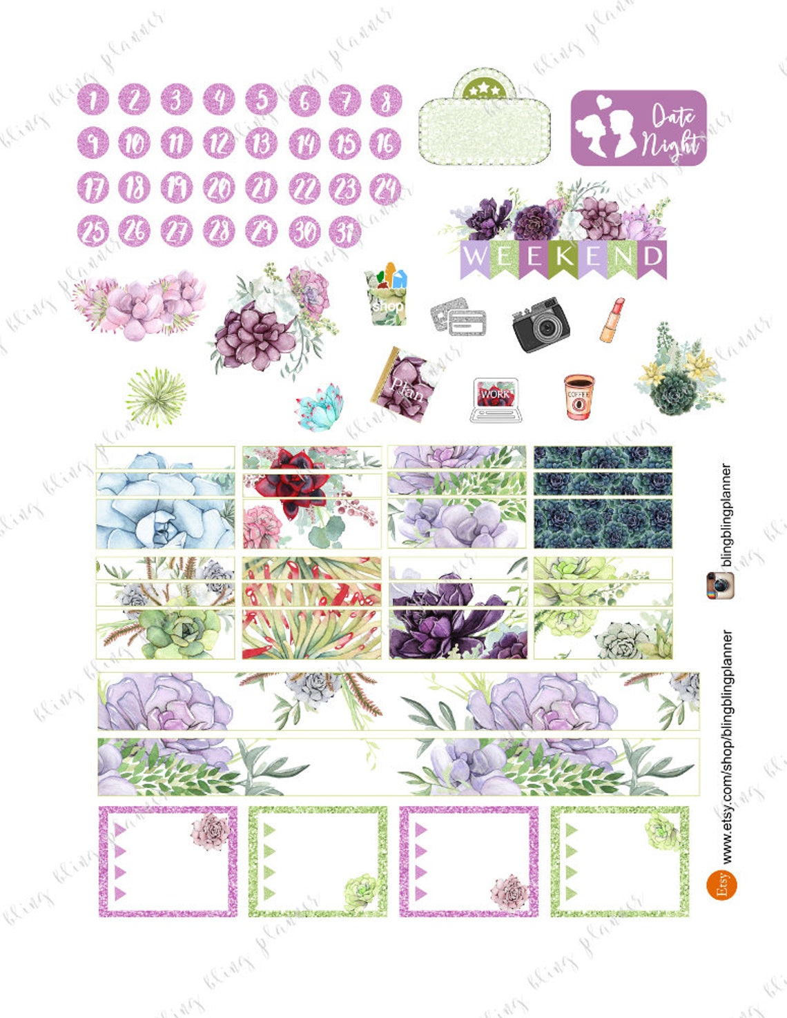 HAPPY PLANNER PRINTABLE Sticker, Cactus Planner Stickers, Hp Printable ...
