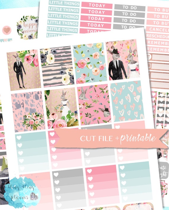 ANNIVERSARY PLANNER STICKERS, May Planner Stickers, Wedding Planner Stickers, Bunny Planner Stickers, Digital ec Kit, studio3 stickers, diy