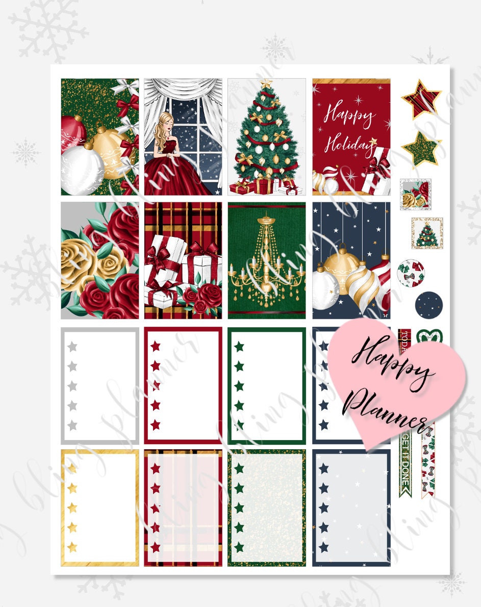HAPPY PLANNER HOLIDAY Stickers Printable Christmas Happy Etsy