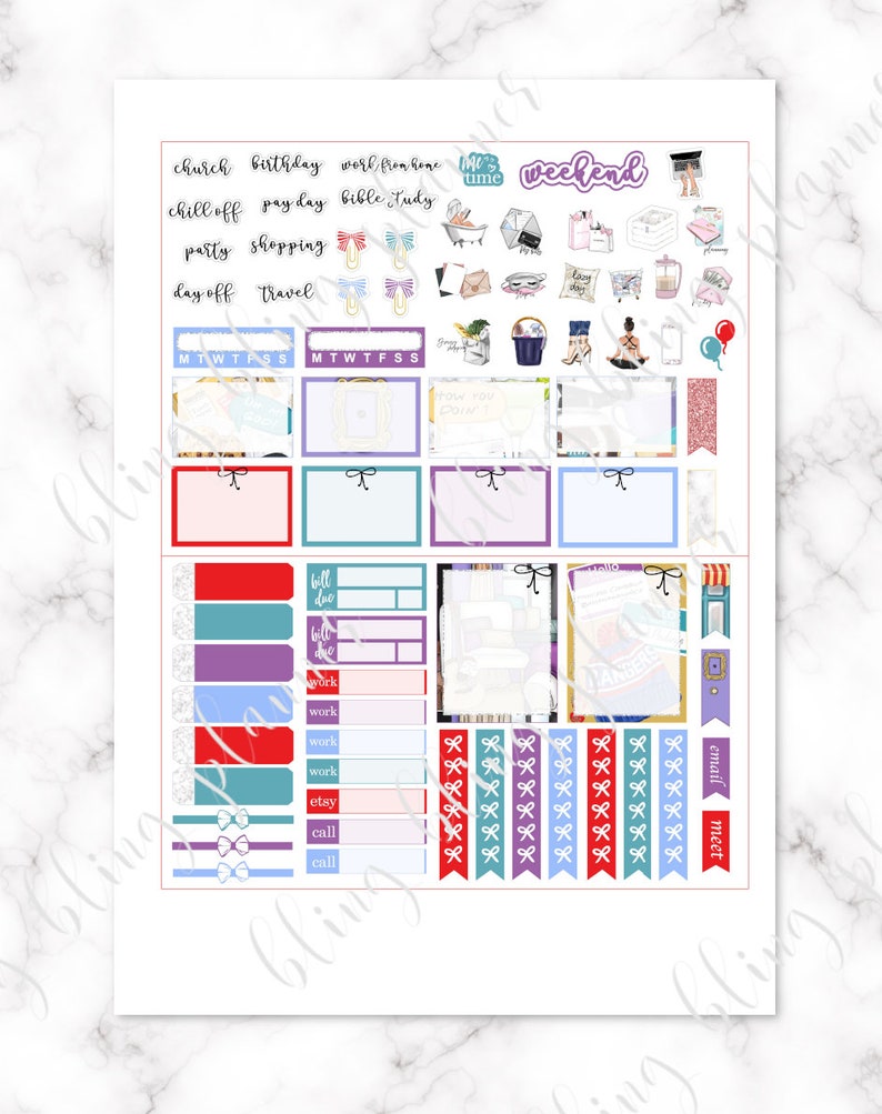 BFF PRINTABLE PLANNER Stickers, Friends printable planner stickers, Best friend Stickers, cafe Weekly Kit, Printable planner weekly stickers image 5