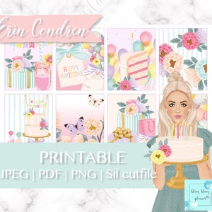 BIRTHDAY PRINTABLE planner STICKERS, printable planner stickers, birthday weekly kit, Celebration Stickers, party planner sticker, goodnotes