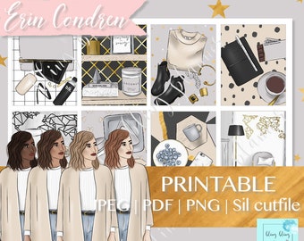 MINIMALISTISK PLANERINGSKLISTERS UTSKRIVBARA, utskrivbara planeringsklistermärkeskit, utskrivbara klistermärken för Erin Condren, utskrivbara planeringskit, veckokit