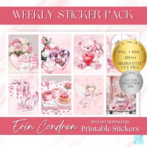Valentinstag druckbare Aufkleber, Selbstliebe druckbare Erin Condren Aufkleber, druckbare Deko-Aufkleber, BFF Scrapbook Journal Planung