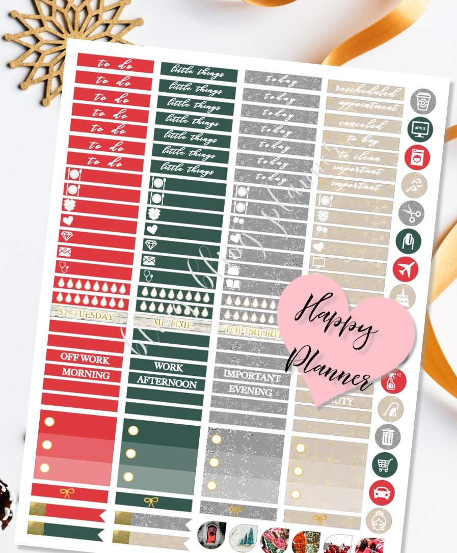 CHRISTMAS PLANNER STICKERS Happy Planner Holiday Weekly | Etsy