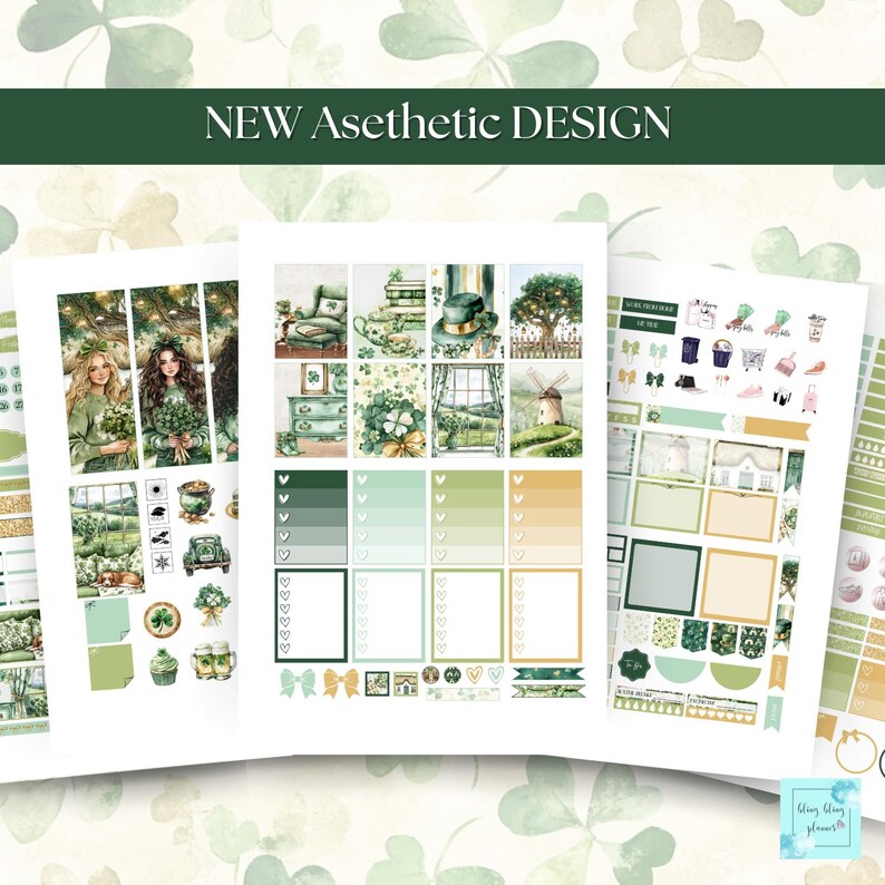St Patrick Day PRINTABLE PLANNER Stickers Weekly Kit Erin Condren ...