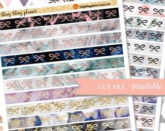 PRINTABLE BOW WASHI , printable masking tape, printable marble stickers, marble washi printable, bow washi printable, marble bow washi,