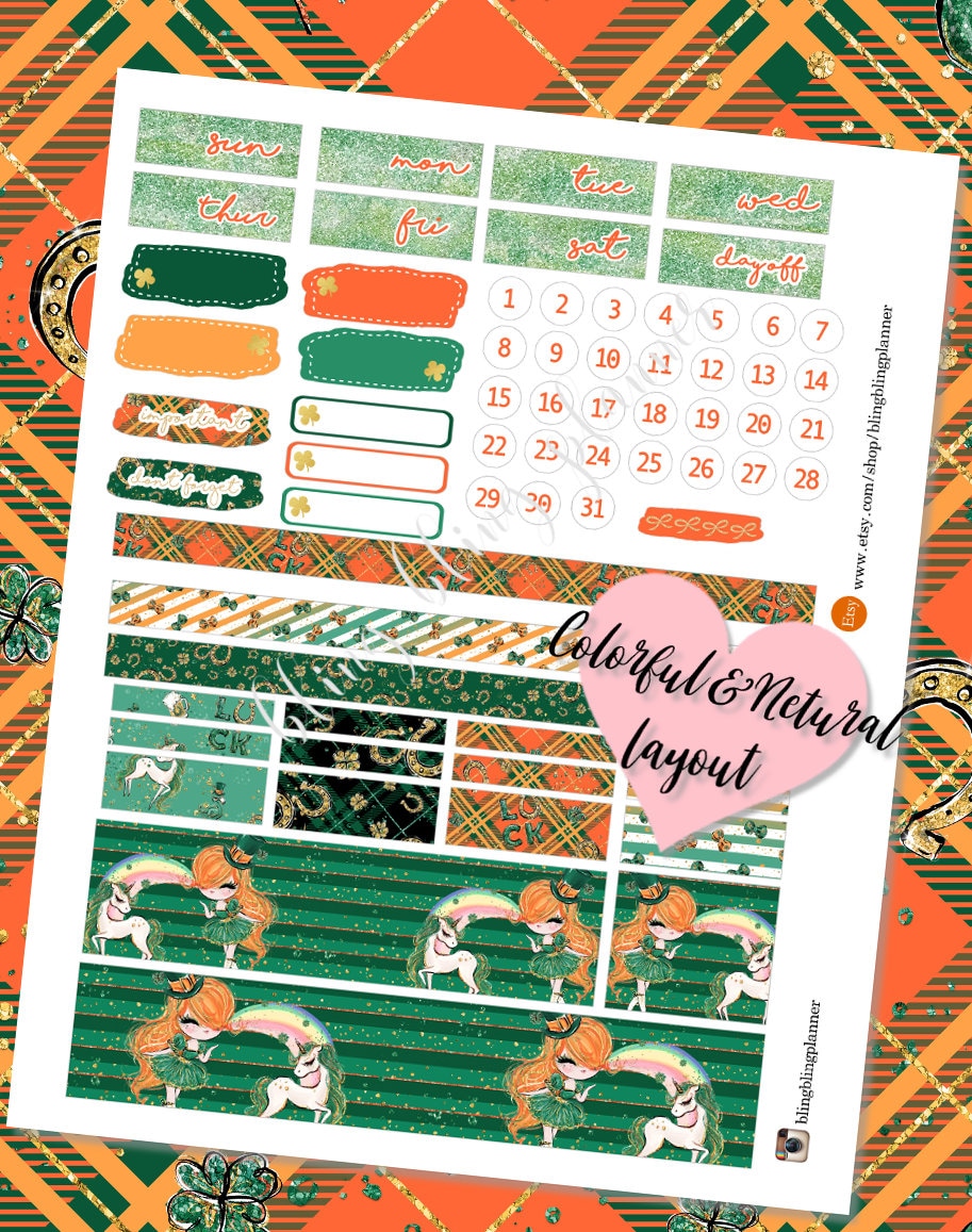 Printable ST PATRICKS DAY Planner Stickers St Patty Printable - Etsy