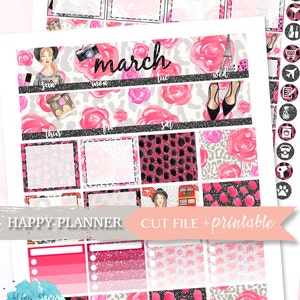 MARCH MONTHLY KIT, Happy Planner Monthly Kit, Happy Planner Stickers, Happy Planner Kit, Digital Printable, Digital Stickers, Fashion Kit