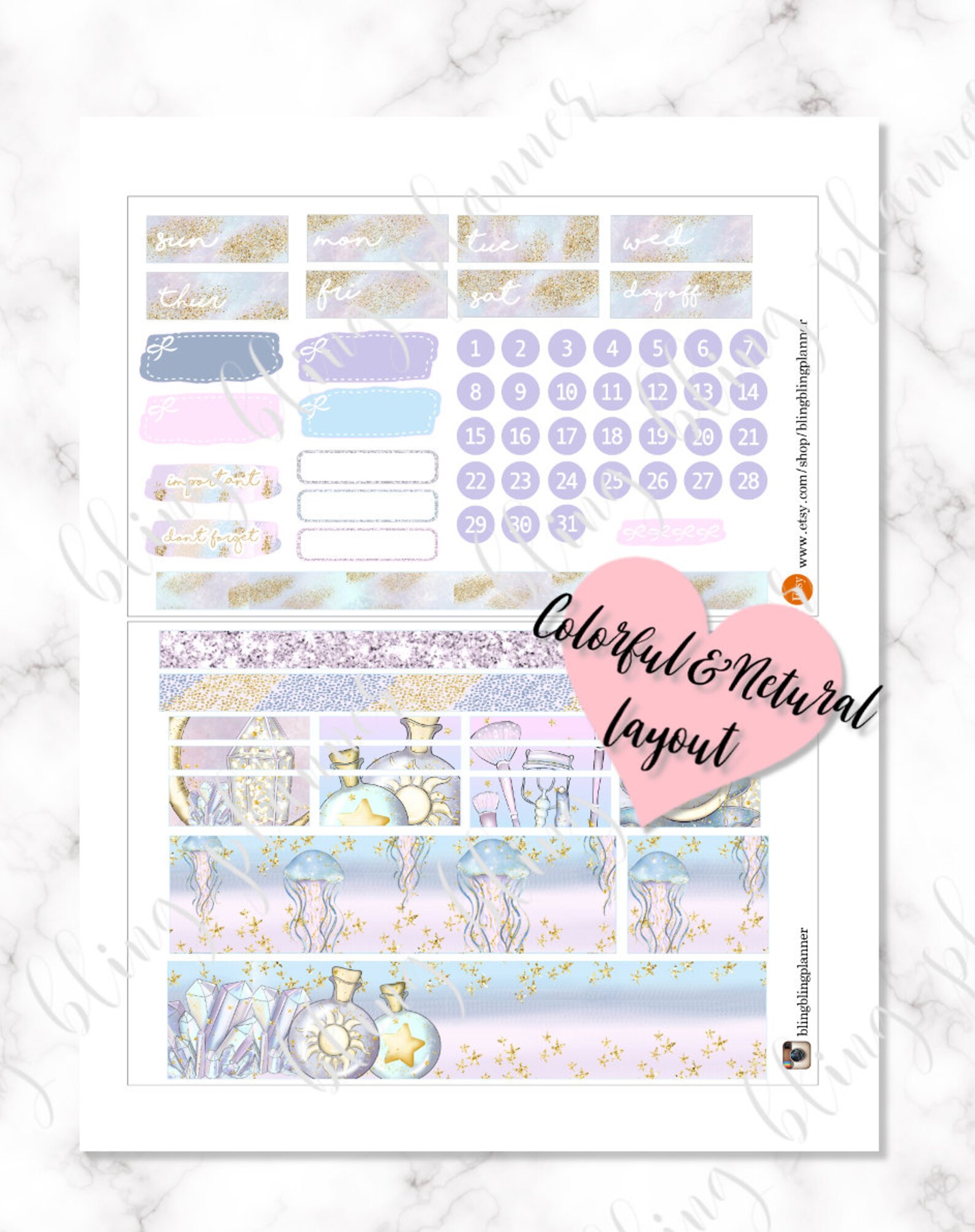 MERMAID PLANNER STICKER Printable Mermaid Planner Printable | Etsy