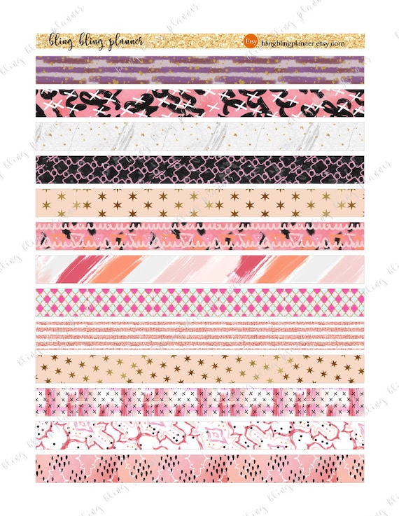 PINK WASHI TAPE, Printable Pink Washi, Printable Masking Tape, Summer Washi  Printable, Spring Washi Printable, Pattern Washi Tape 