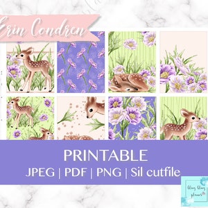 SPRING DEER Printable Stickers, Printable Planner Stickers, spring planner stickers, floral printable sticker, Spring planner weekly sticker