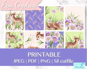 SPRING DEER Printable Stickers, Printable Planner Stickers, spring planner stickers, floral printable sticker, Spring planner weekly sticker