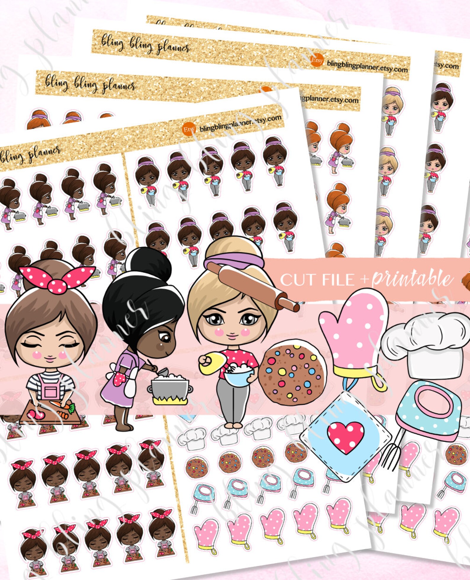 PRINTABLE PLANNER ICON Stickers, Printable Cooking Sticker, Bakery ...