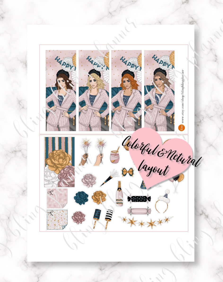 CELEBRATE NEW YEAR Stickers Printable New Year Planner - Etsy