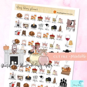 FALL BUCKET LIST Aufkleber, druckbare Herbst-Eimer-Aufkleber, Planner-Aufkleber, druckbare funktionale Aufkleber, Thanksgiving-Deko, bling bling