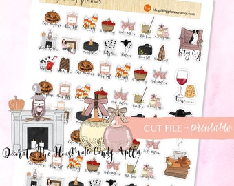 FALL BUCKET LIST Aufkleber, druckbare Herbst-Eimer-Aufkleber, Planner-Aufkleber, druckbare funktionale Aufkleber, Thanksgiving-Deko, bling bling