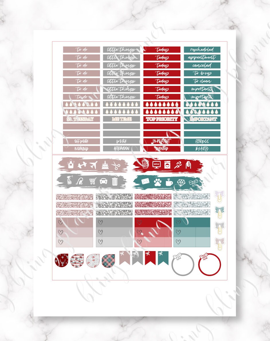 PRINTABLE CHRISTMAS KIT Weekly Printable Planner Stickers - Etsy