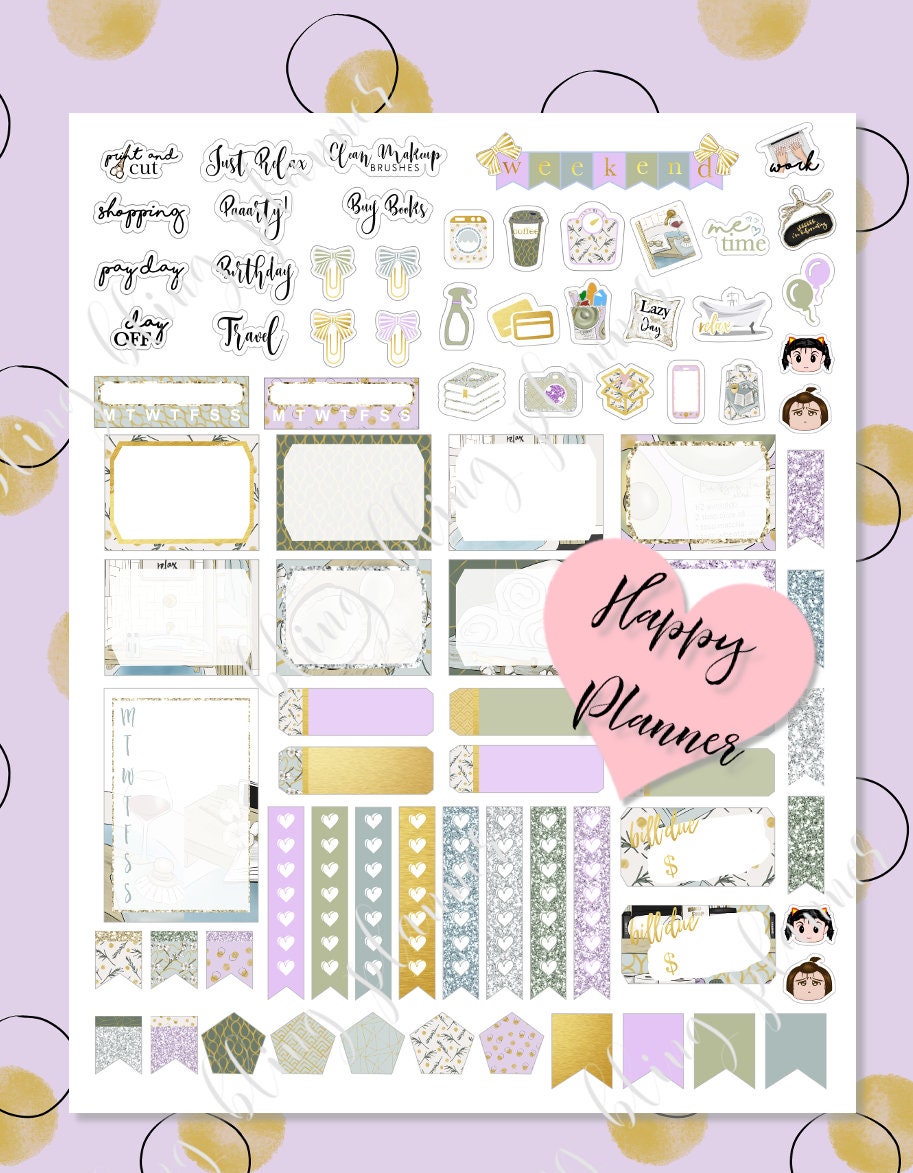 ME TIME Happy Planner Printable Sticker, RELAX Happy Planner Stickers ...