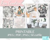 MINDFULNESS PLANNER STICKERS, Relax at home printable planner stickers, meditate planner stickers, stay home planner stickers, manifest kit
