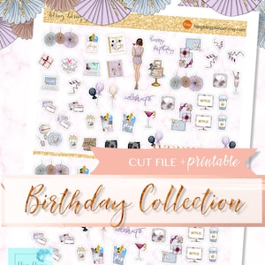 Geburtstag Sticker, Geburtstag Sticker, druckbare Planer Clipart, Aufkleber für Planer, Aufkleber für Planer, Happy Birthday