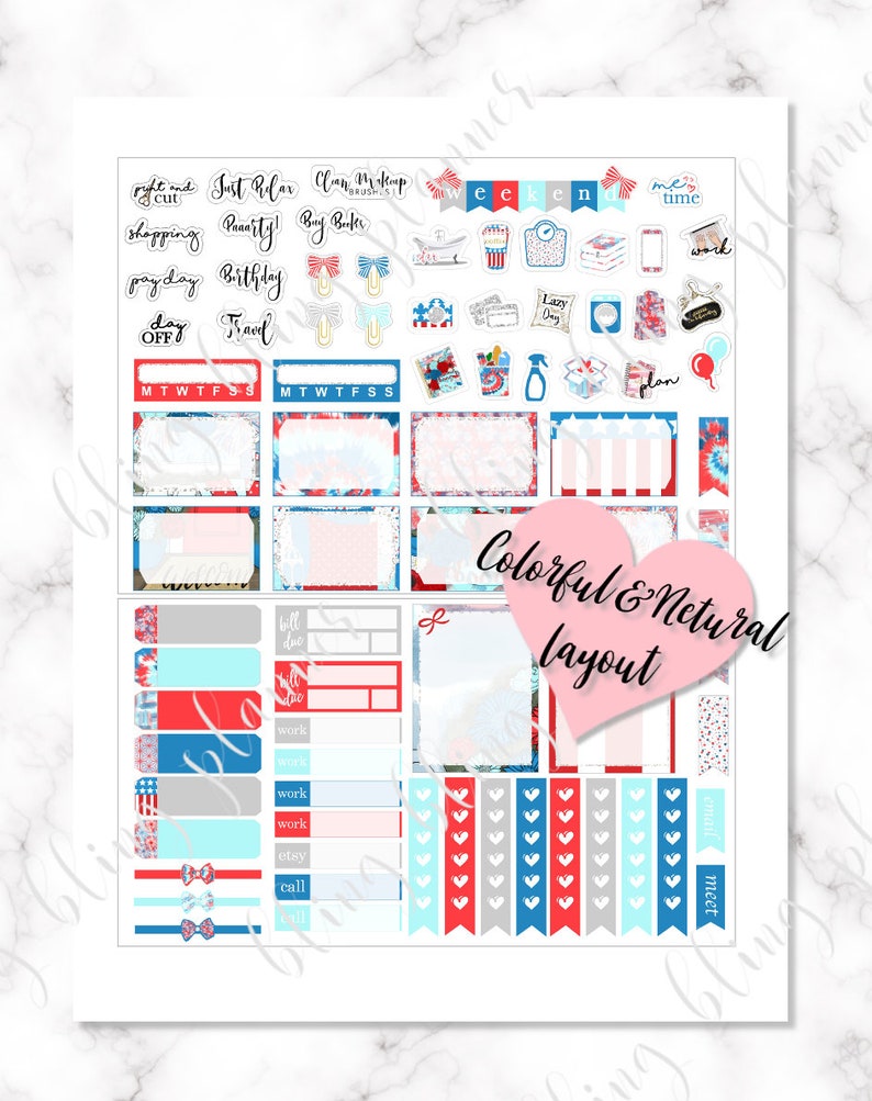 4th of JULY PRINTABLE PLANNER Kit Independence Day Planner - Etsy