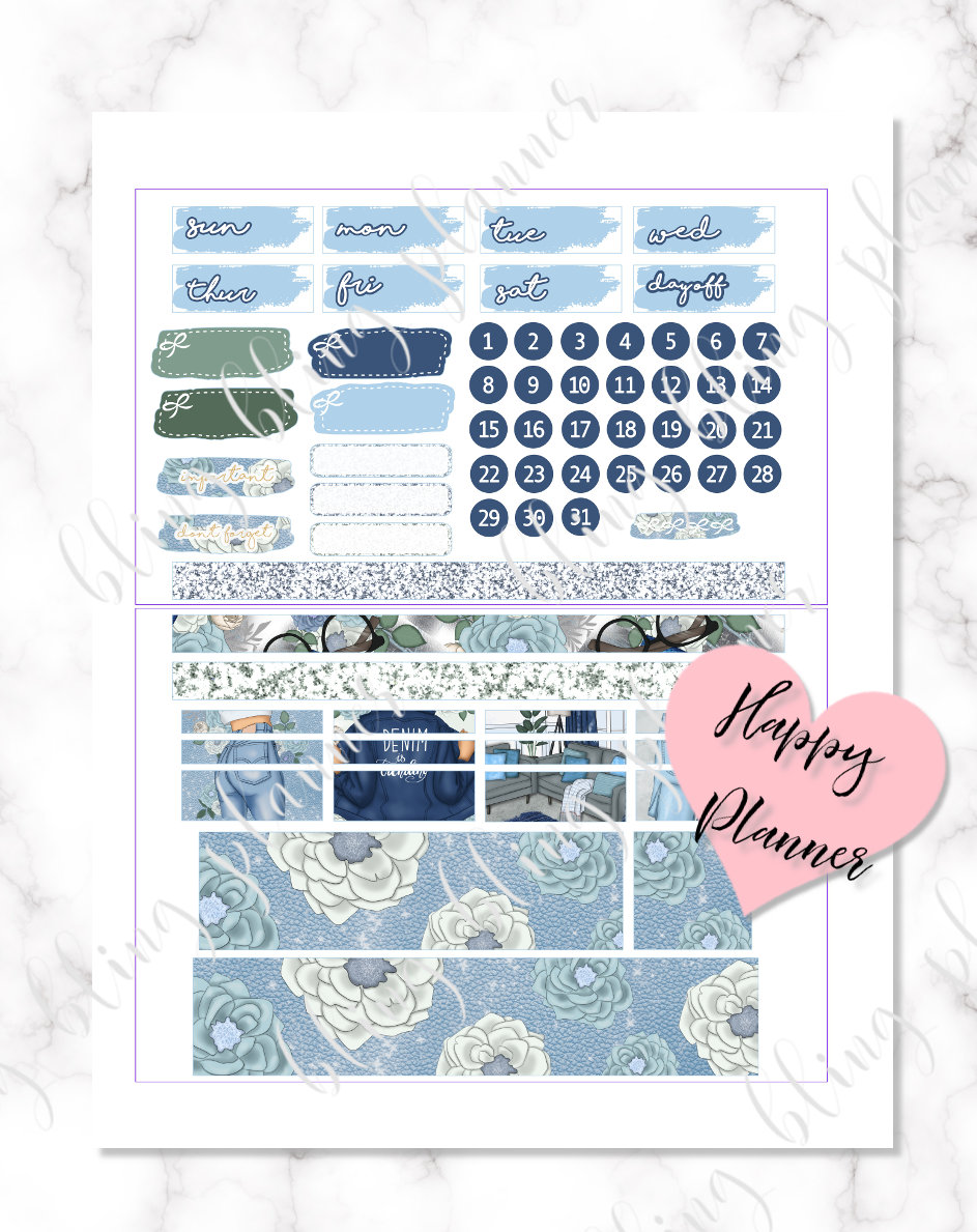 JEAN PRINTABLE PLANNER Stickers, Happy Planner Planner Sticker, Jean ...
