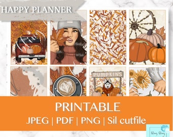 PRINTABLE FALL Happy PLANNER Sticker, autumn happy planner sticker, printable pumpkin sticker, happy planner fall kit, pumpkin happy planner