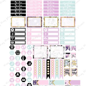 PANDA WEEKLY PLANNER kit, kawaii planner sticker kit, printable sticker kit, me time stickers, February planner set, panda planner stickers image 3