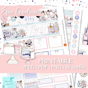 MONTHLY VIEW PLANNER Kit Printable, Happy Birthday Planner Sticker Kit, Celebration Printable Planner Kit, monatsansicht Sticker, ec monthly