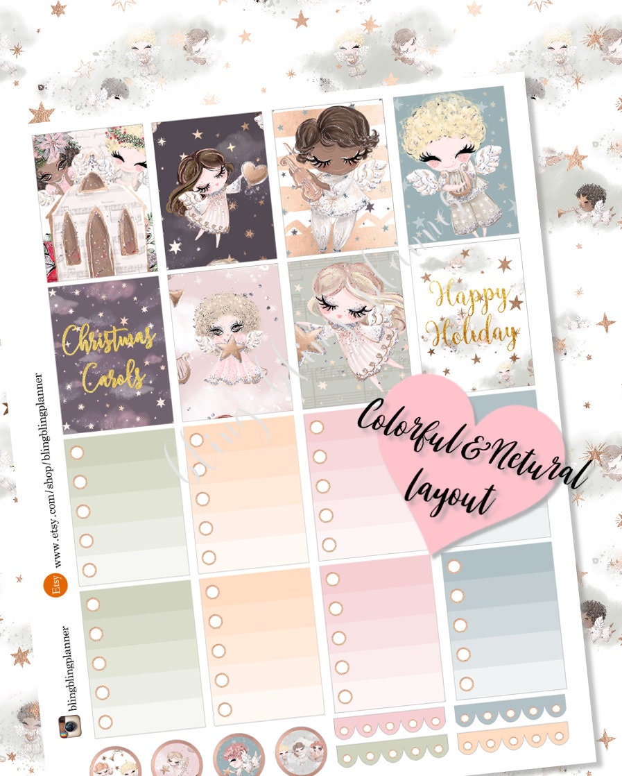 ANGEL PLANNER Stickers, Printable Christmas Planner Stickers, Christmas ...