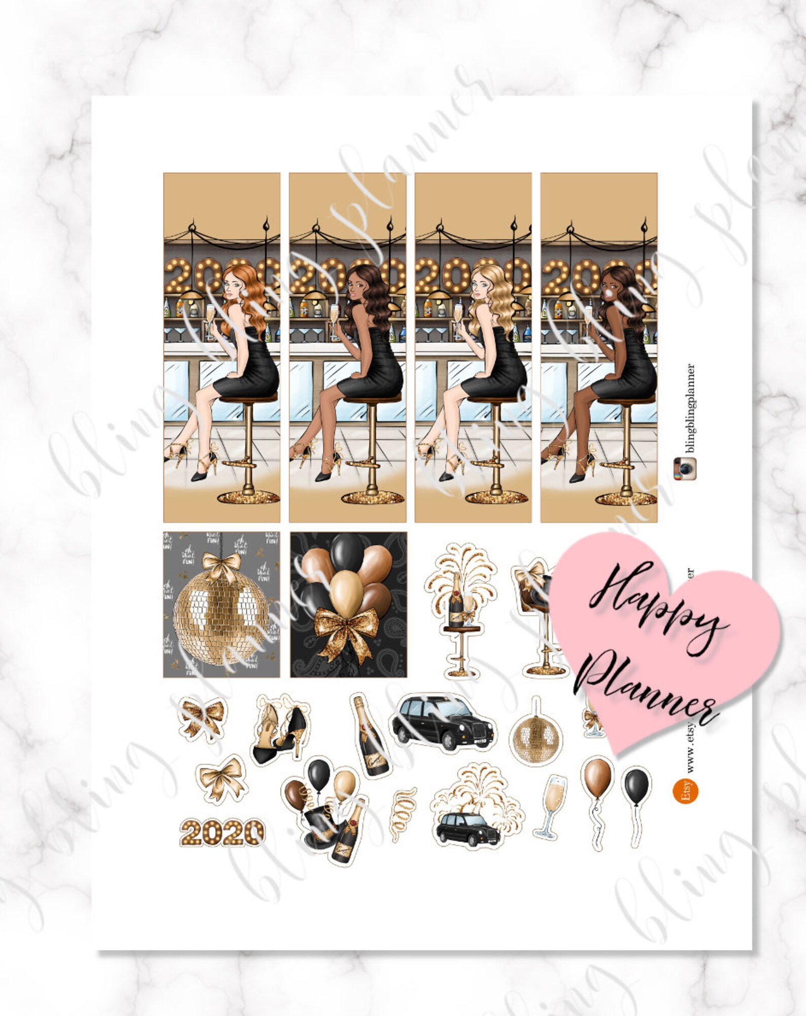 PRINTABLE NEW YEAR Happy Planner Stickers 2020 New Year - Etsy