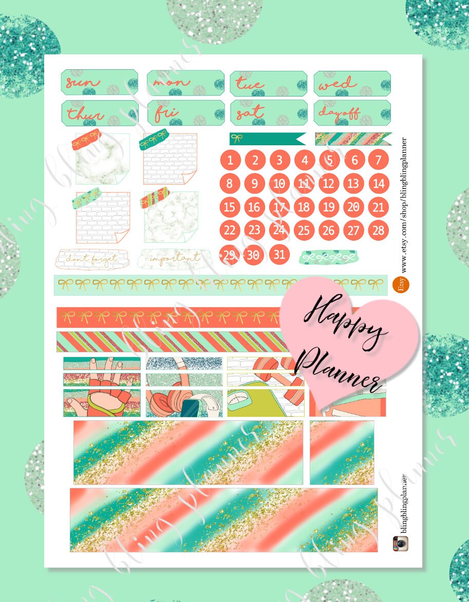 HAPPY PLANNER FITNESS Sticker Happy Planner Fitness Kit Etsy