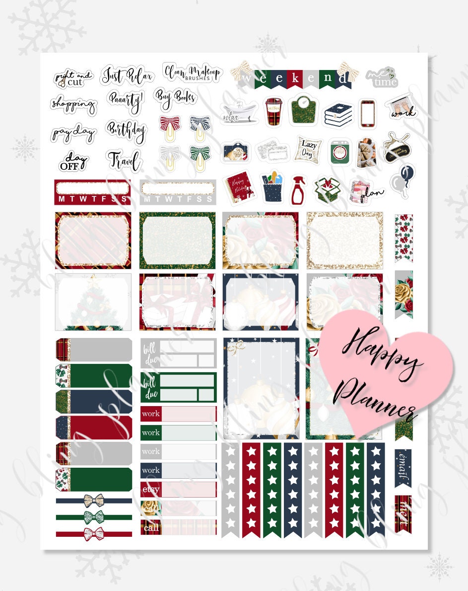 HAPPY PLANNER HOLIDAY Stickers Printable Christmas Happy Etsy