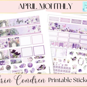 APRIL PRINTABLE MONTHLY Sticker, Blosoom planner sticker kit, April Printable Planner kit, monthly view stickers, Erin condren April sticker