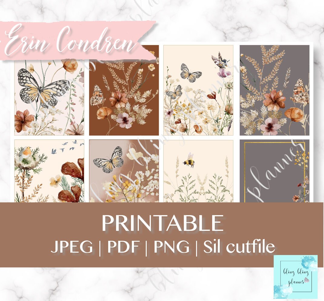 FALL FLORAL PRINTABLE Planner Sticker Fall Flower Printable - Etsy
