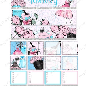 FEBRUARY MONTHLY VIEW, Fashion Monthly Kit, February Monthly View Stickers, Valentines day, monthly planner sticker, printable monthly kit image 2