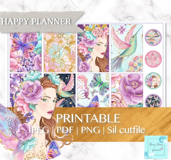 FAIRY PRINTABLE PLANNER Sticker, Spring Happy Planner Sticker, spring planner kit, Happy Planner printable weekly kit, goodnotes sticker kit
