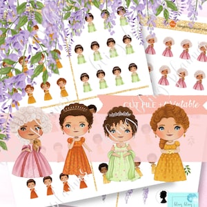 BRIDGERTON PEGATINAS DE PLANIFICADOR IMPRIMIBLE, pegatinas de Lady Bridgerton, pegatinas de Lady Danbury, pegatinas imprimibles Cute Marinae, pegatinas de prudencia,