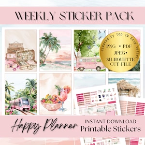 Reise HAPPY PLANNER Sticker, Reise Stickerbogen, klassische Happy Planner Sticker, bedruckbare Planner Sticker, Cricut Sticker, Cut Files