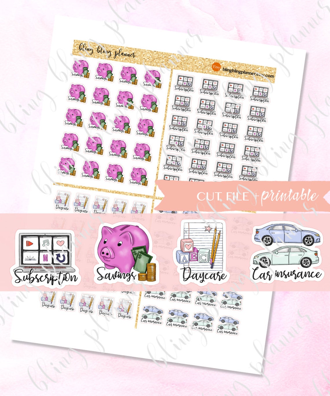 Bill PLANNER STICKERS, Printable Bill Planner Sticker, Electricity ...