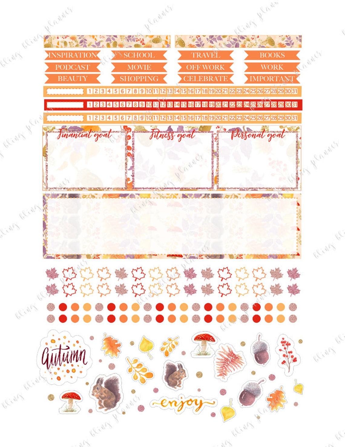 PRINTABLE NOTE PAGE Sticker Monthly Sticker Kit Printable - Etsy