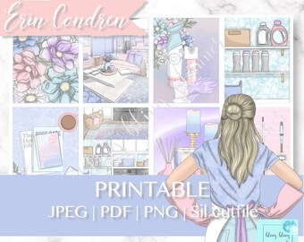 SPRING CLEANING PLANNER Stickers, printable planner printable, house cleaning stickers, tidy up planner stickers, erin condren printable kit
