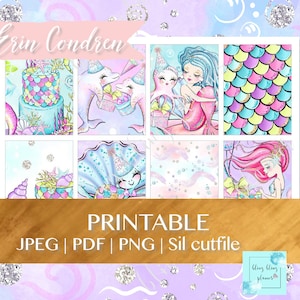 BIRTHDAY PRINTABLE planner STICKERS, Mermaid planner stickers, birthday planner kit, Celebration Stickers, party planner stickers, mermaid