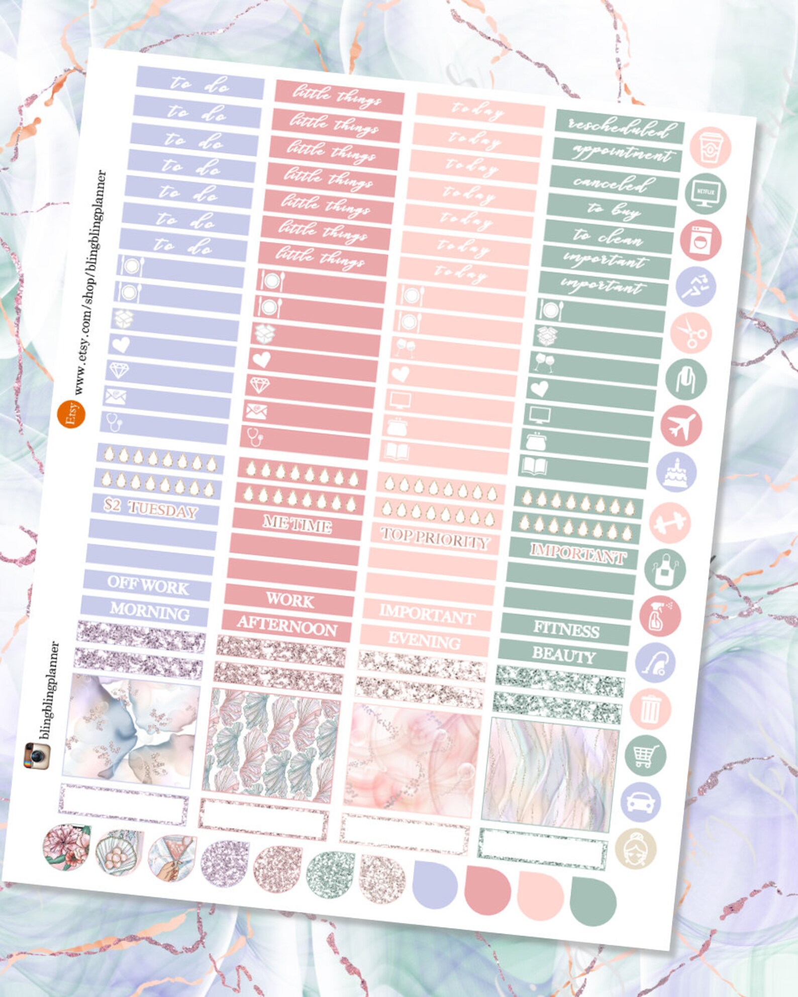 MERMAID HAPPY PLANNER Printable Happy Planner Stickers Kits - Etsy