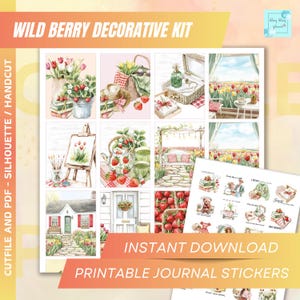 Adesivo de diário para impressão de verão Wild Berry, adesivo de diário de abril, maio e junho, pacote de adesivos de diário para impressão de calendário de motivação